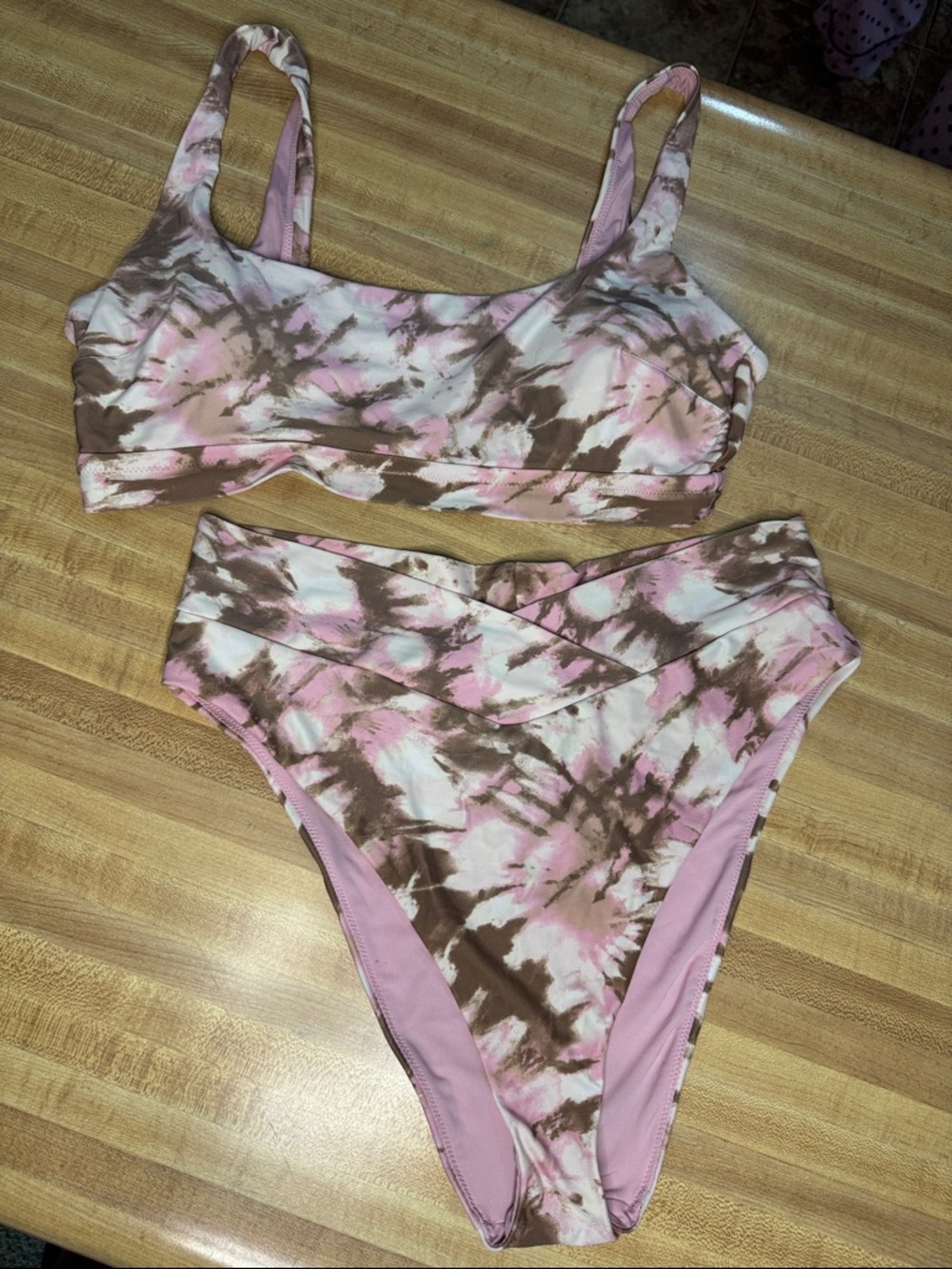 Aerie - Tie-Dye Pink & Brown Bikini Set